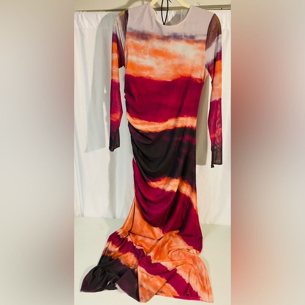 Vibrant Orange and Purple Maxi Dress